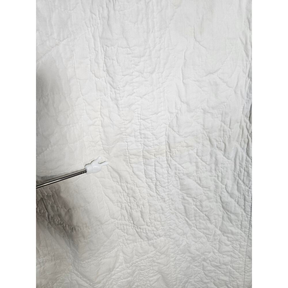 Vintage Handmade Embroidered Starburst Quilt 76x74 Purple White Full Size - Picture 11 of 13